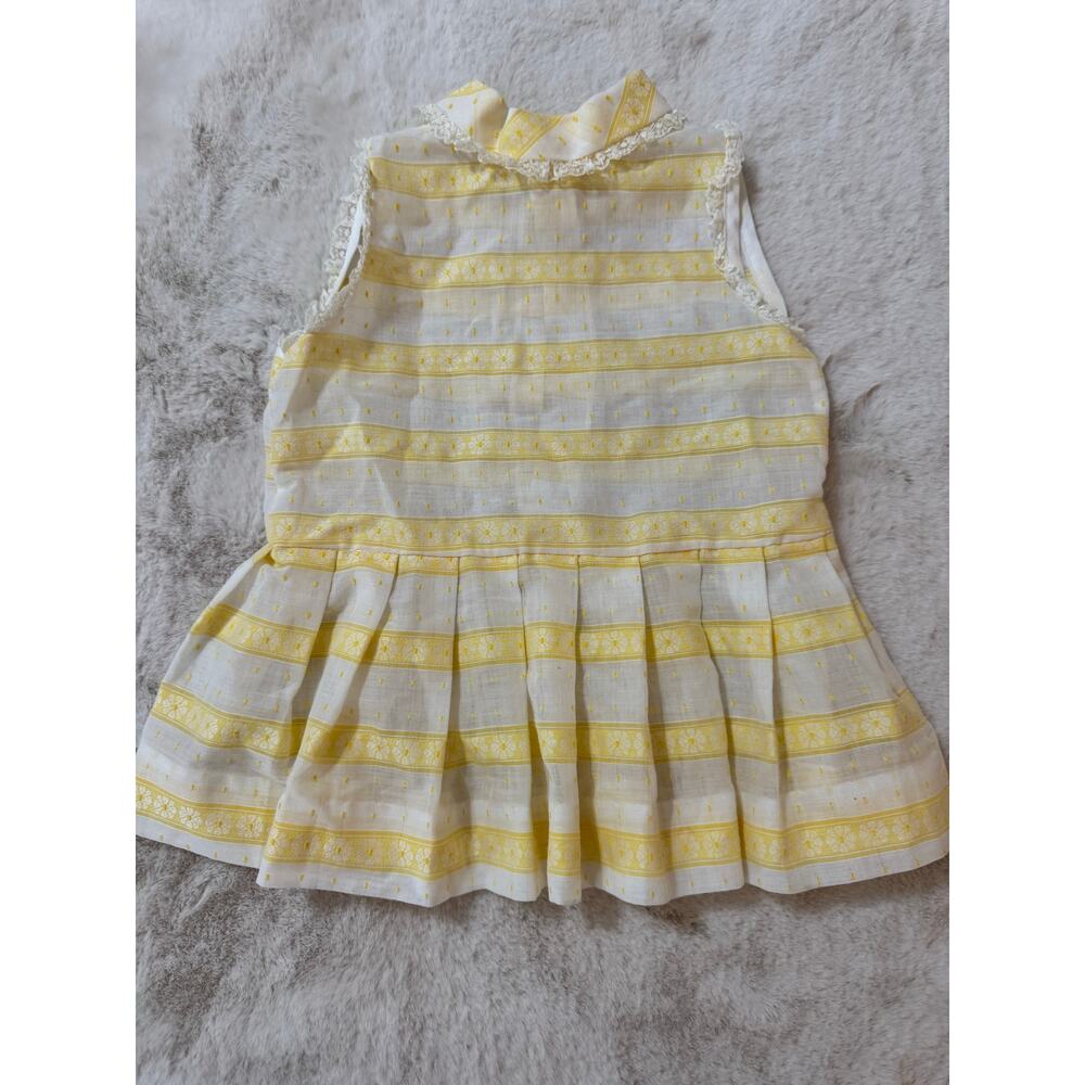 Vintage Yellow White Dot Daisy Stripe Dress Size 2/3